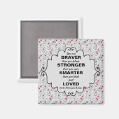 赤い果実グレー葉の勇気付けられる語 マグネット (正面/裏面)