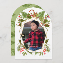 赤い果実ジオメトリック金ゴールドフォトカード 招待状