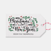 赤い果実メリークリスマスハッピーニューイヤー ギフトタグ (正面(横))