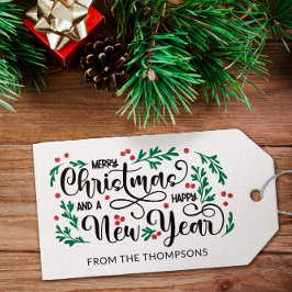 赤い果実メリークリスマスハッピーニューイヤー ギフトタグ