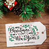 赤い果実メリークリスマスハッピーニューイヤー ギフトタグ