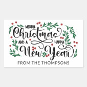 赤い果実メリークリスマスハッピーニューイヤー 長方形シール (正面)