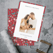 赤い果実メリークリスマスフローラルパターンフォト シーズンカード