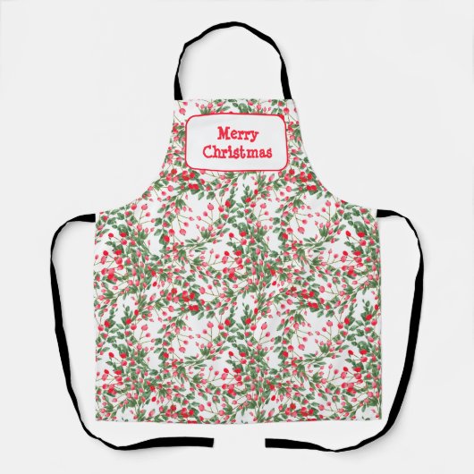赤い果実メリークリスマス エプロン (正面)