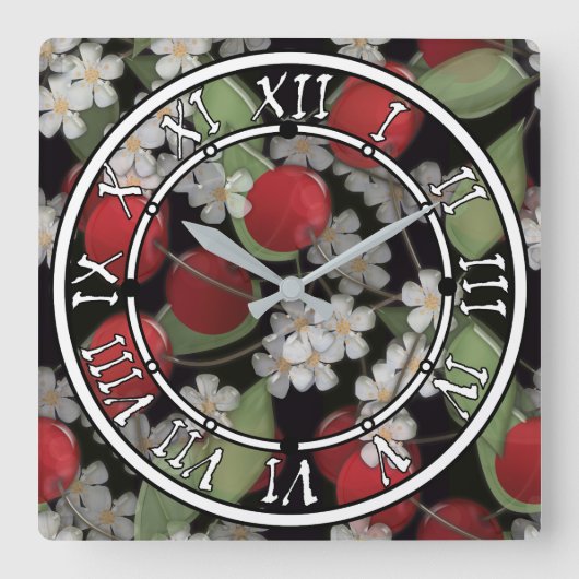 赤い果実 スクエア壁時計 (正面)
