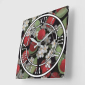 赤い果実 スクエア壁時計 (傾斜)