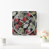 赤い果実 スクエア壁時計 (ホーム)