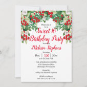 赤い果実 |バラフローラスウィート16誕生日パーティー 招待状 (正面)