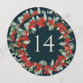 赤い果実+ユーカリのクリスマステーブル番号 (正面/裏面)