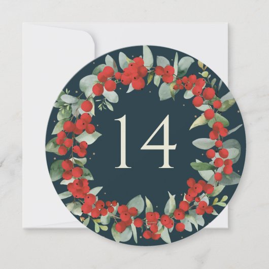 赤い果実+ユーカリのクリスマステーブル番号 (正面)