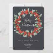 赤い果実+ユーカリのクリスマスリース非写真 シーズンカード (正面)