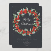 赤い果実+ユーカリのクリスマスリース非写真 シーズンカード (正面/裏面)