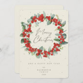 赤い果実+ユーカリのクリスマスリース非写真 シーズンカード (正面/裏面)