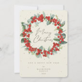 赤い果実+ユーカリのクリスマスリース非写真 シーズンカード (正面)