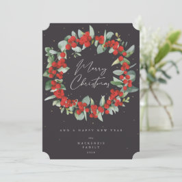 赤い果実+ユーカリのクリスマスリース非写真 シーズンカード