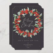 赤い果実+ユーカリのクリスマスリース非写真 シーズンカード (正面/裏面)