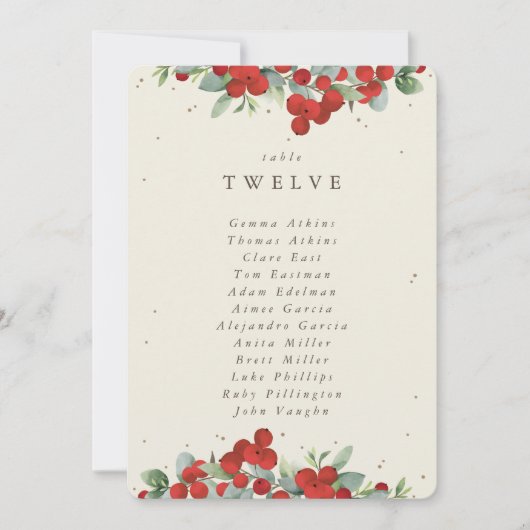 赤い果実+ユーカリ表番号座席カード (正面)