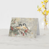 赤い果実、雪片、《鳥》アメリカゴガラ カード (黄色い花)