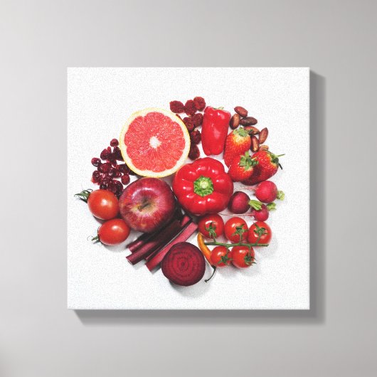 赤い果物と野菜の選択。 キャンバスプリント (正面)