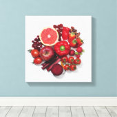赤い果物と野菜の選択。 キャンバスプリント (インサイチュ (ウッドフロア))