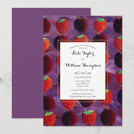 赤い果物の国 エレガント リハーサル ディナー 招待状 (正面/裏面)