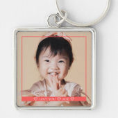 赤い枠に名前と写真を入れて愛する キーホルダー (正面)