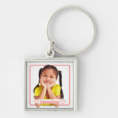 赤い枠の白の写真と名前 キーホルダー (正面)