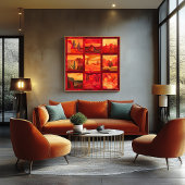 赤い枠の砂漠アートグリッド – ジオメトはっきりしたリ ポスター