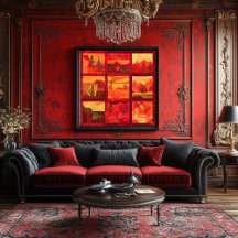 赤い枠の砂漠アートグリッド – ジオメトはっきりしたリ