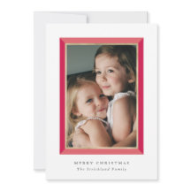 赤い枠モダンのクリスマスフォトカード