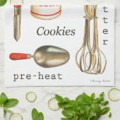 赤い柄のヴィンテージキッチンベーキング用具タオル。 キッチンタオル (折り畳み)