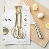 赤い柄のヴィンテージキッチンベーキング用具タオル。 キッチンタオル (四つ折り)