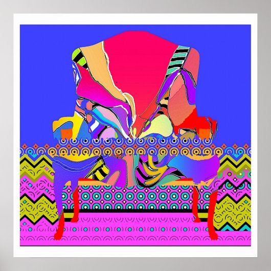 赤い柄の肘掛け椅子 ポスター (正面)