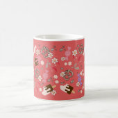 赤い柄を甘く塩辛く処理 コーヒーマグカップ (中央)