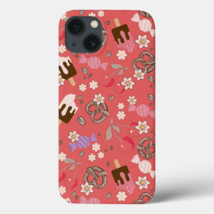 赤い柄を甘く塩辛く処理 iPhone 13ケース
