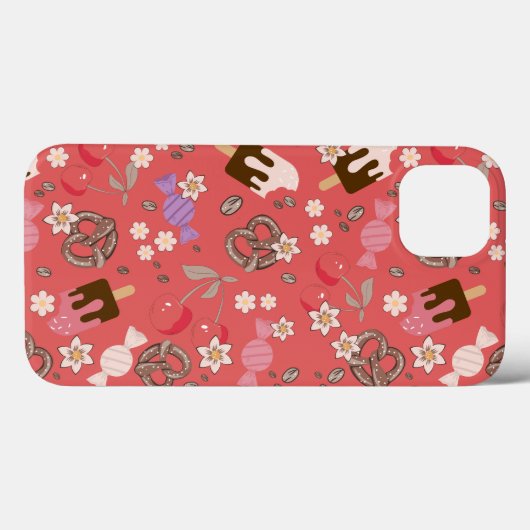 赤い柄を甘く塩辛く処理 Case-Mate iPhoneケース (裏面 (横))