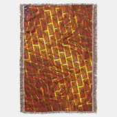 赤い染め、グレーズ、金色の格子またはレンガの効果 スローブランケット (正面縦)