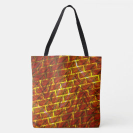 赤い染め、グレーズ、金色の格子またはレンガの効果 トートバッグ