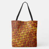 赤い染め、グレーズ、金色の格子またはレンガの効果 トートバッグ (裏面)