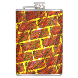 赤い染め、グレーズ、金色の格子またはレンガの効果 フラスク