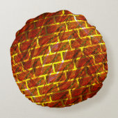 赤い染め、グレーズ、金色の格子またはレンガの効果 ラウンドクッション (裏面)