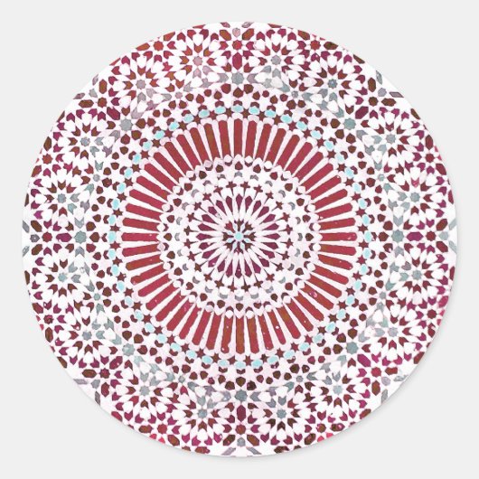 赤い根のチャクラ円モザイク ラウンドシール (正面)