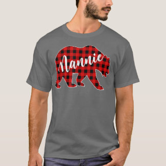 赤い格子柄のナニーベアーマッチングバッファローファミリーパハ Tシャツ