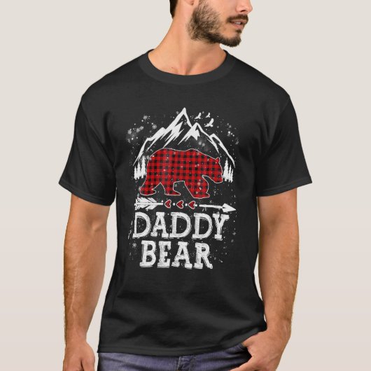 赤い格子柄のパパはクリスマスパジャママッチング Tシャツ (正面)