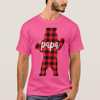 赤い格子柄のパパベマッチパジャマファミリーバッファロー Tシャツ