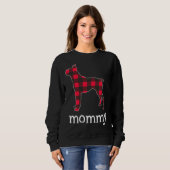 赤い格子柄のママのボクサードドッグのクリスマスマッチングファミリー スウェットシャツ (正面フル)