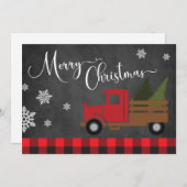 赤い格子柄の赤いクリスマスカード シーズンカード (正面/裏面)