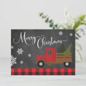 赤い格子柄の赤いクリスマスカード シーズンカード (スタンド正面)