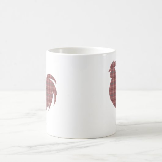 赤い格子柄の雄鶏 コーヒーマグカップ (中央)
