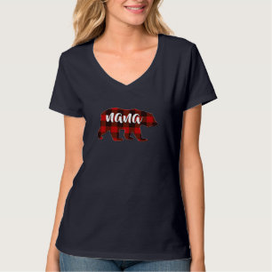 赤い格子柄ナナバッファローマッチングファミリー祖母Chr Tシャツ